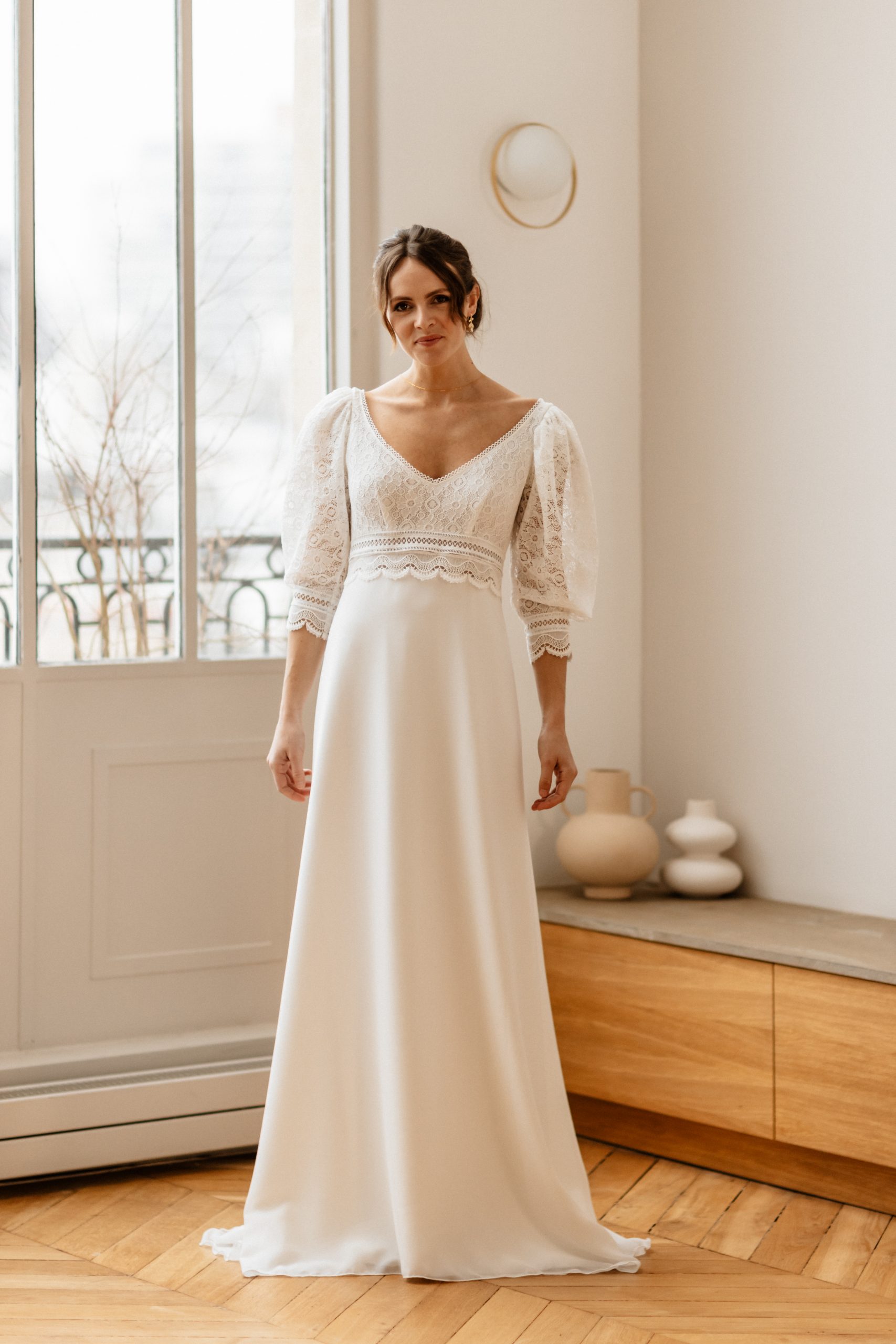 Le Jour de Notre Oui Astre de Minuit robe de mariée blanche