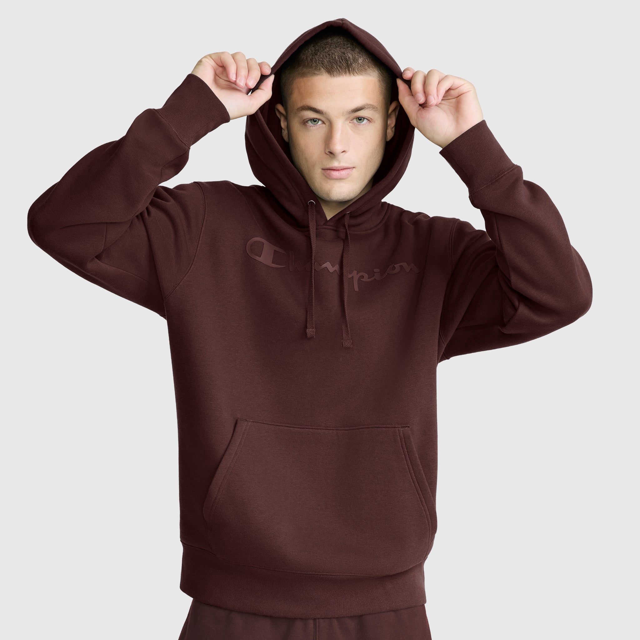 Champion Powerblend Tonal Script hoodie marron Bitter