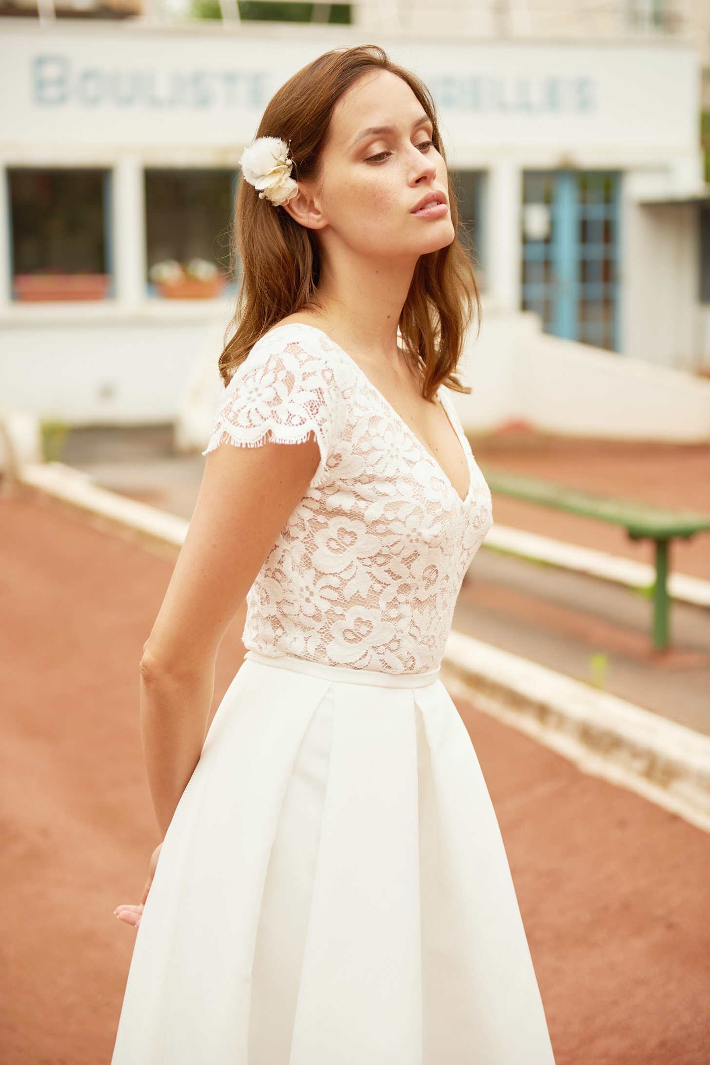 Maison Floret Sur-mesure Milton robe de mariée satin dentelle