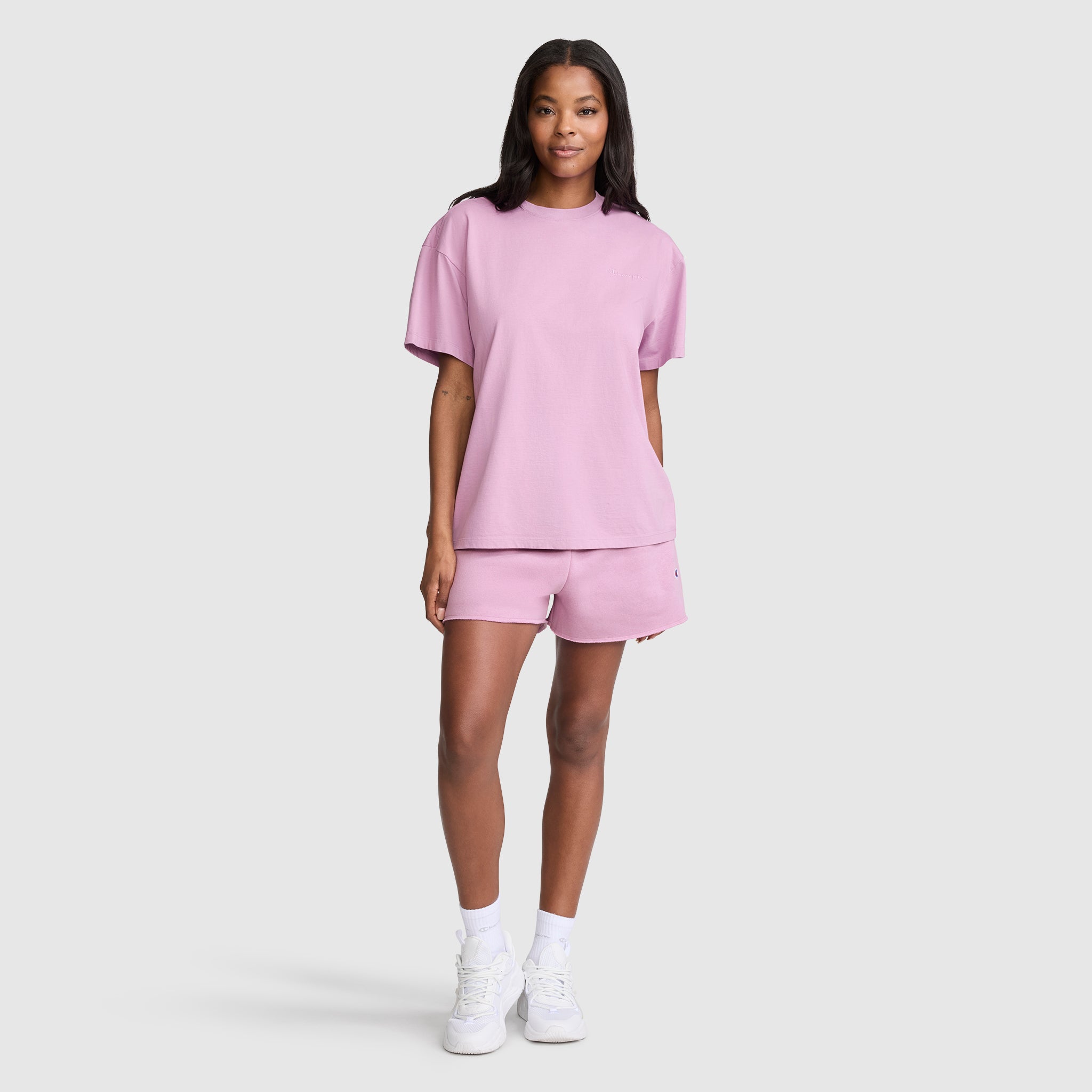 Champion T-Shirt Ample Coton Smoky Grape Femme Manches Courtes