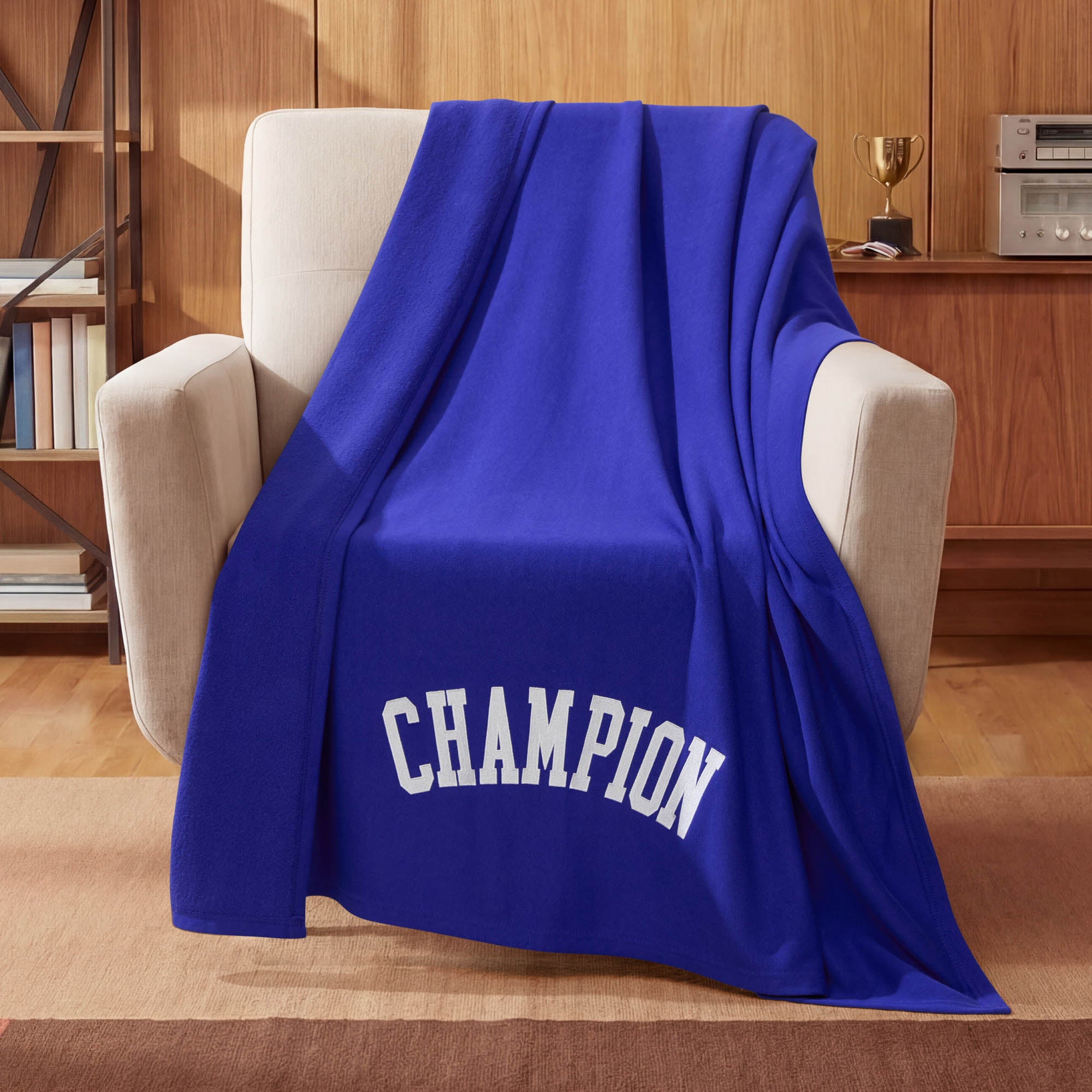 Champion Room Decor Jersey Plaid Polaire Bleu Royal 50x70