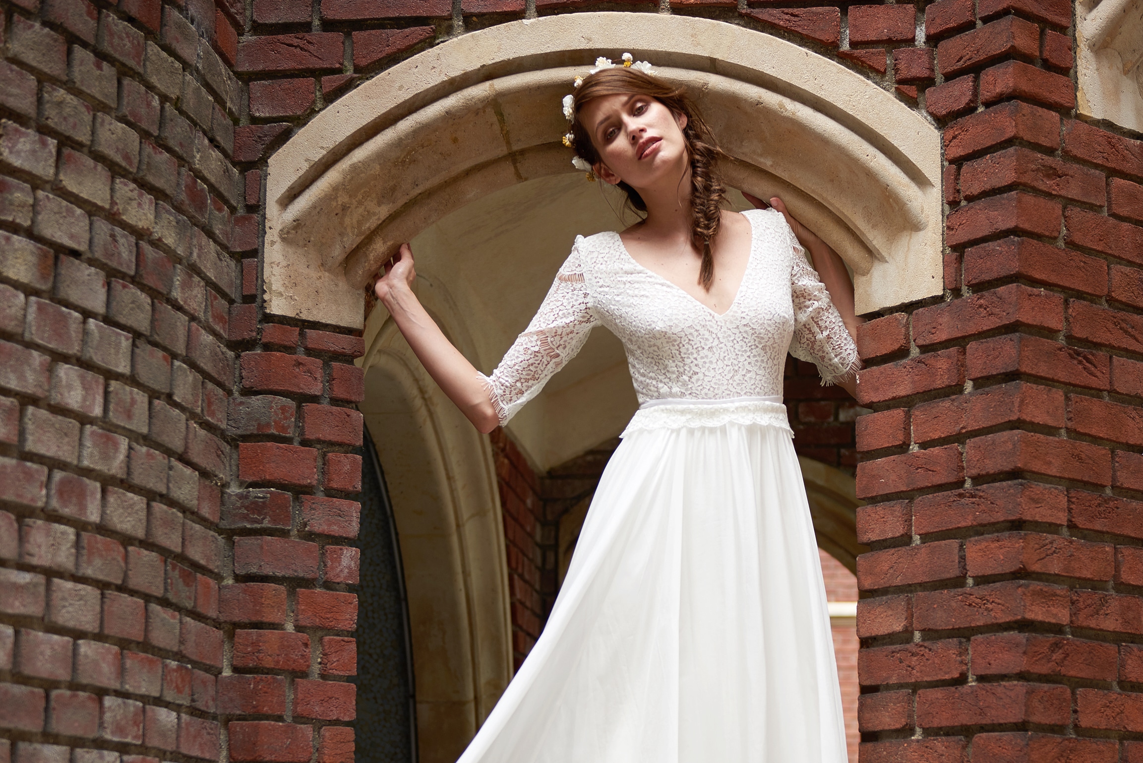 Maison Floret Sur-mesure Marius robe dentelle basque