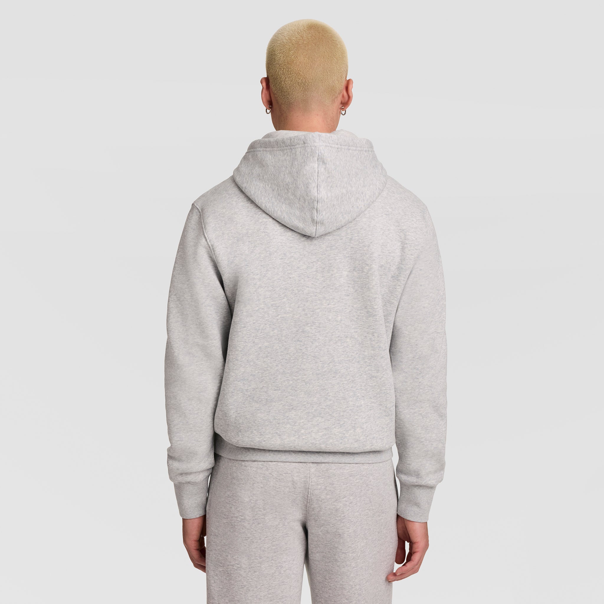 Champion Powerblend Hoodie Sweat Oxford Grey Script Logo Molleton