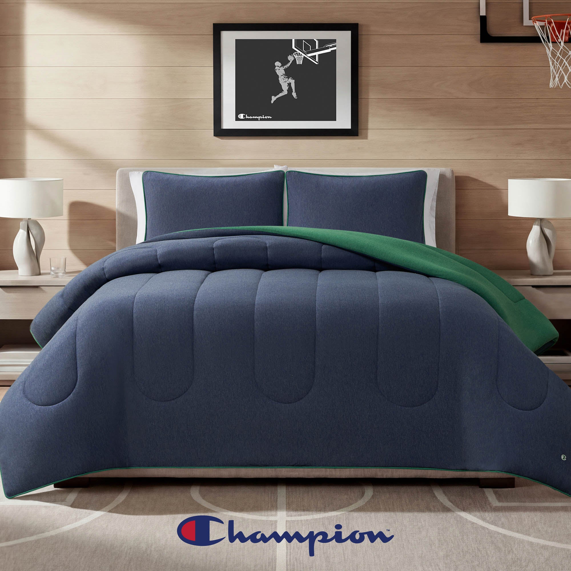 Champion Jersey parure couette réversible bleu vert