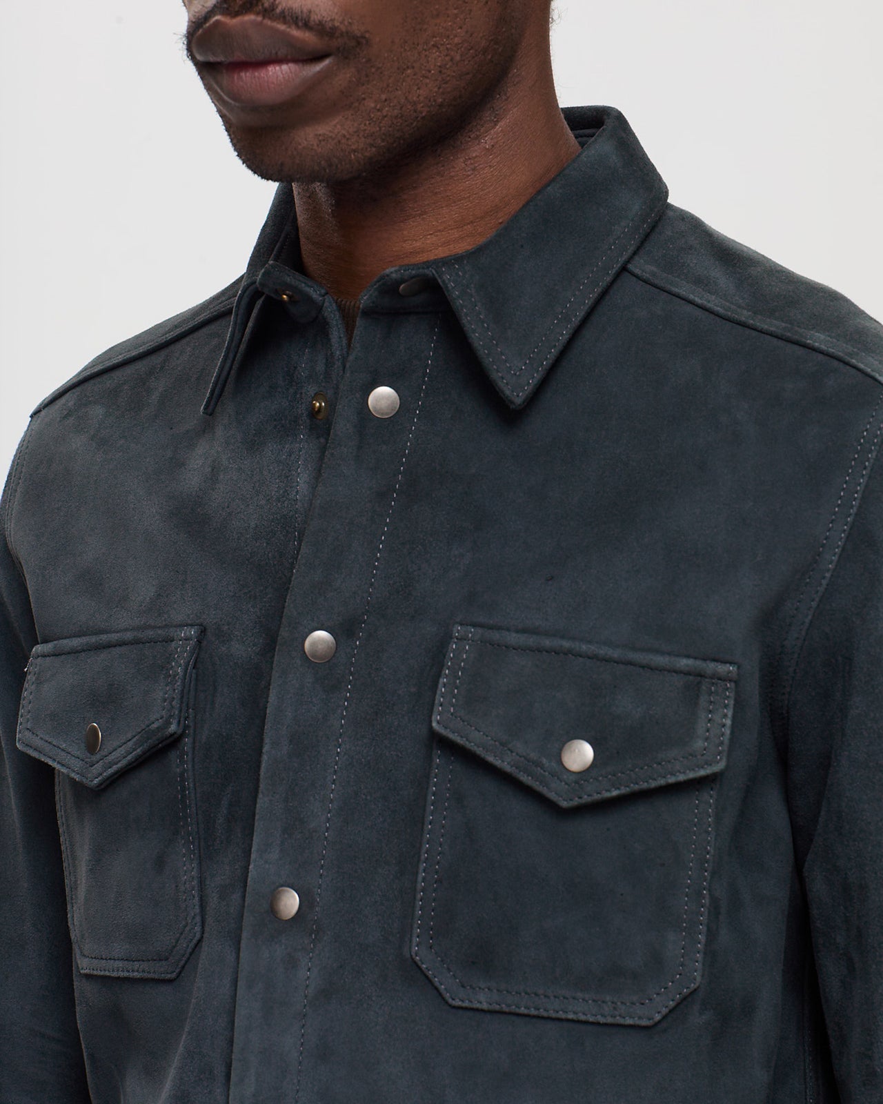 Lafaurie Hilario Bleu Orage veste cuir agneau homme