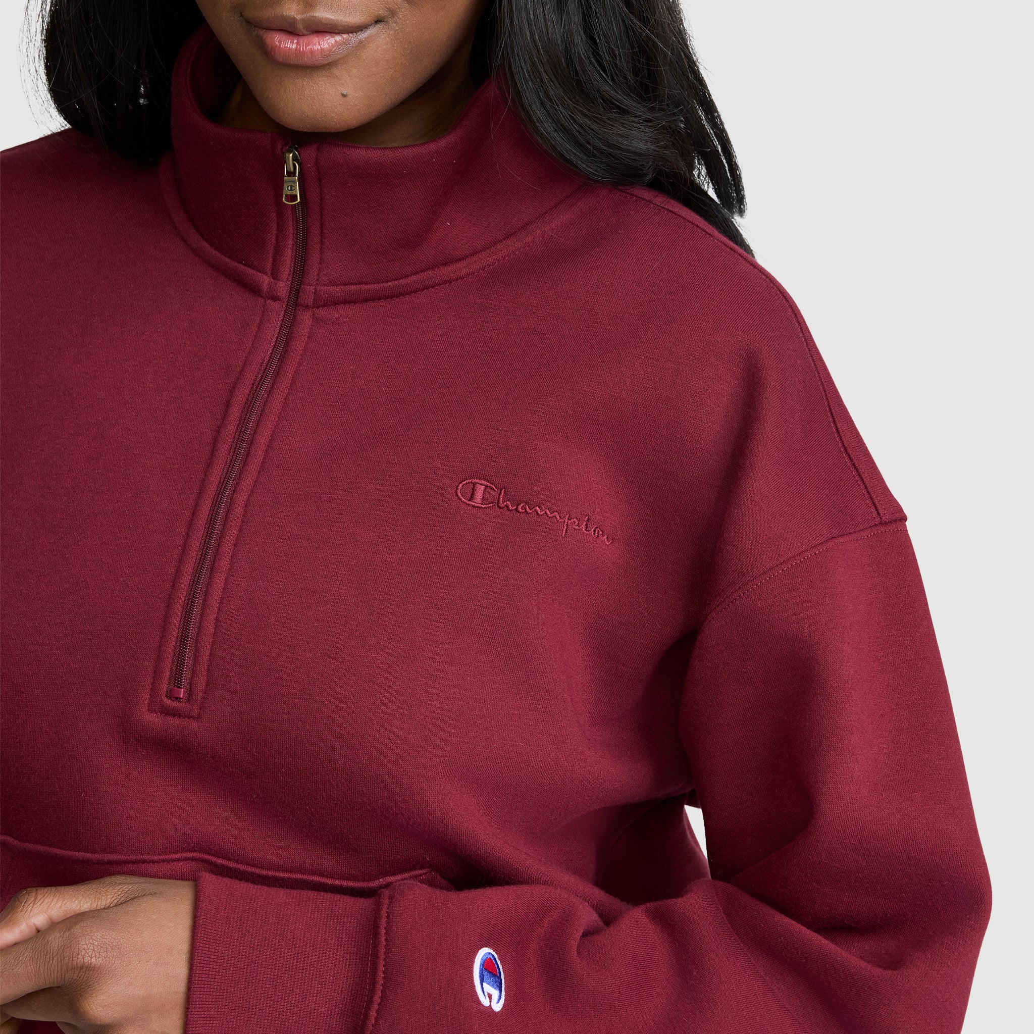 Champion Fleece Mockneck Quarter-Zip sweat Cabernet