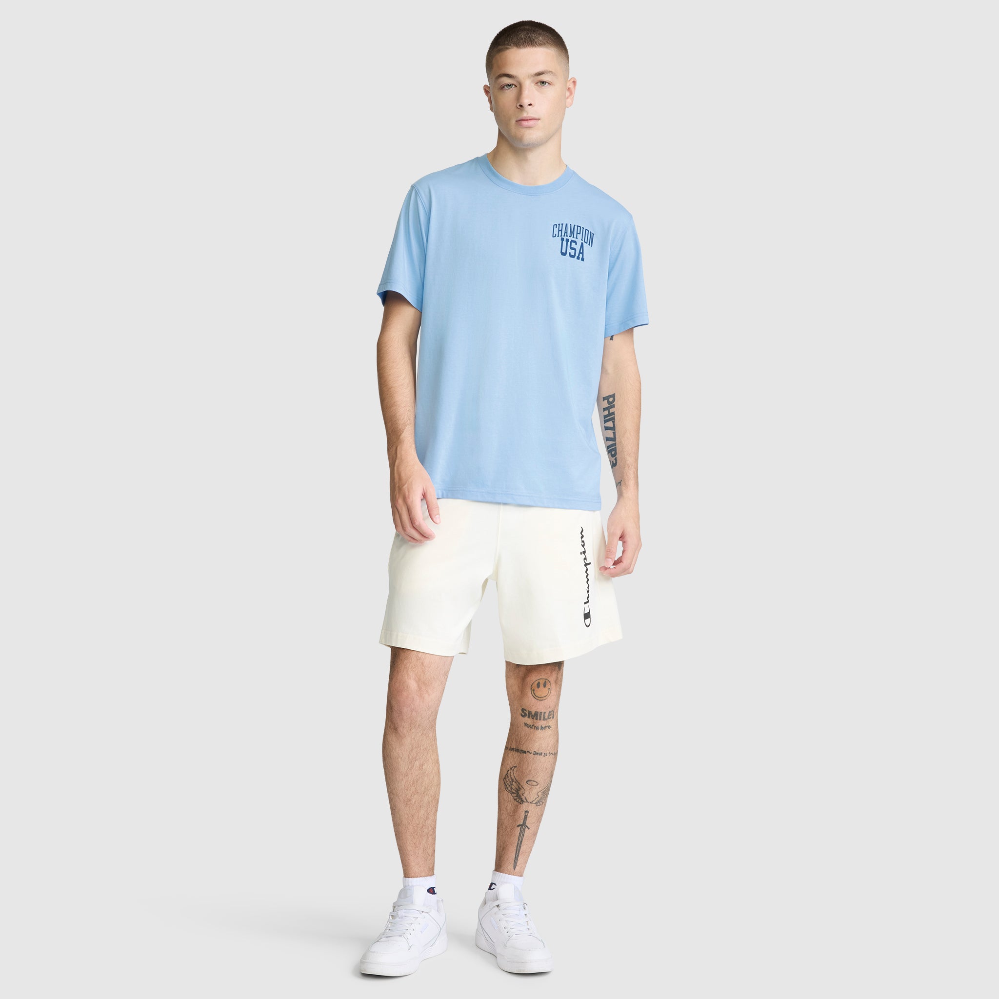 Champion USA T-Shirt Bleu Placid Blue