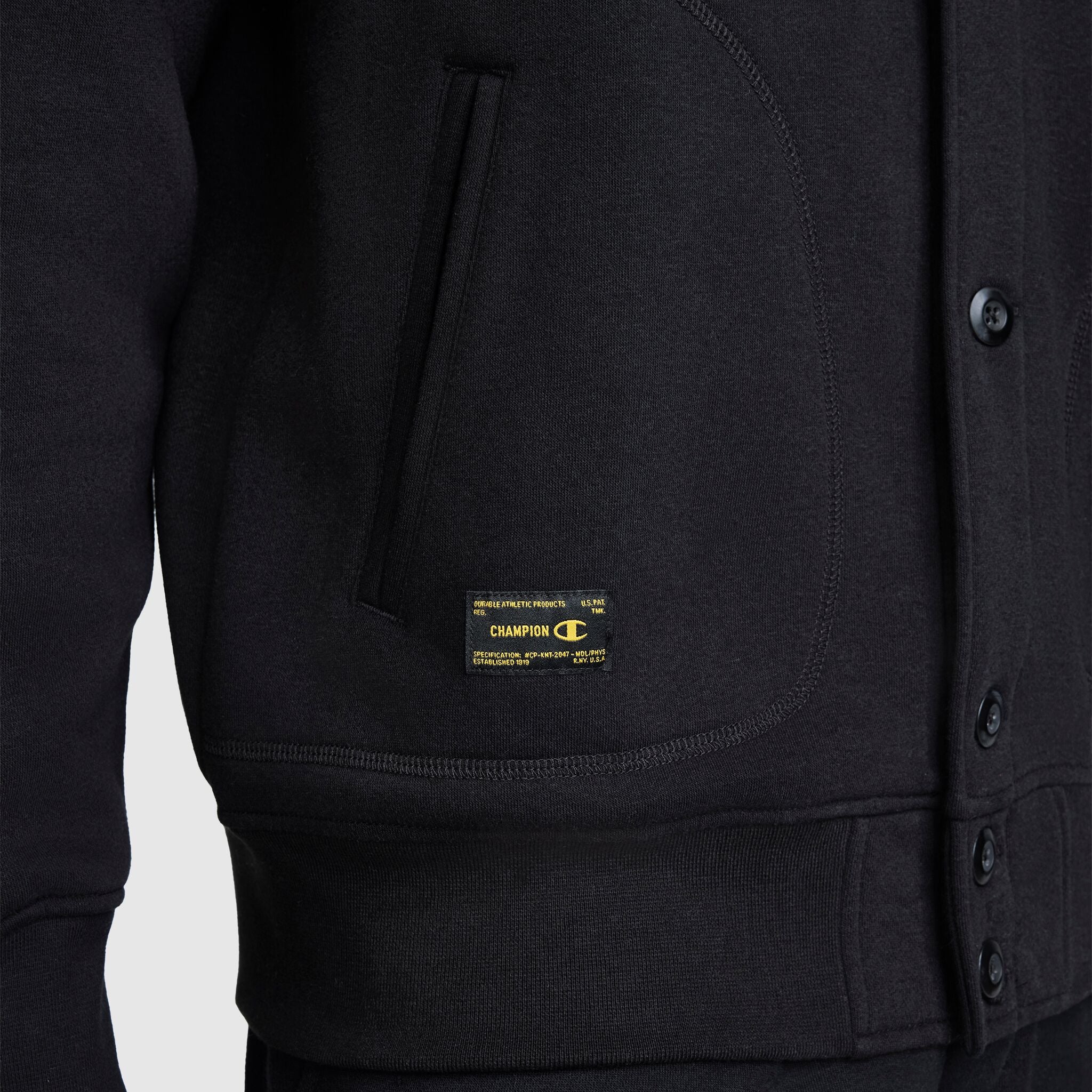 Champion Fleece Baseball veste noire boutons coupe standard