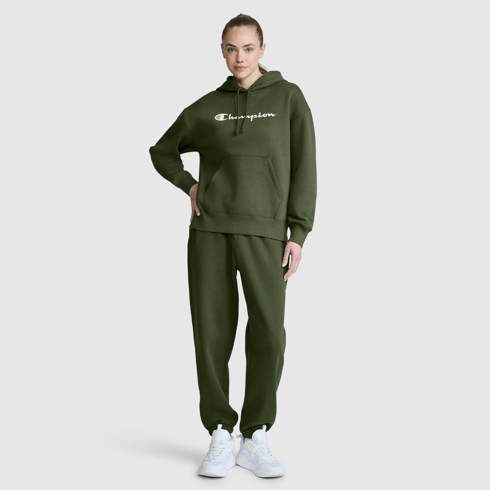 Champion Powerblend Oversized Sweatpants C Logo jogging vert molleton