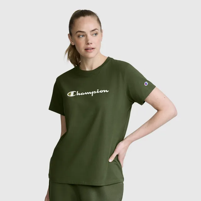 Champion Classic T-Shirt Script Logo t-shirt femme Chive coton