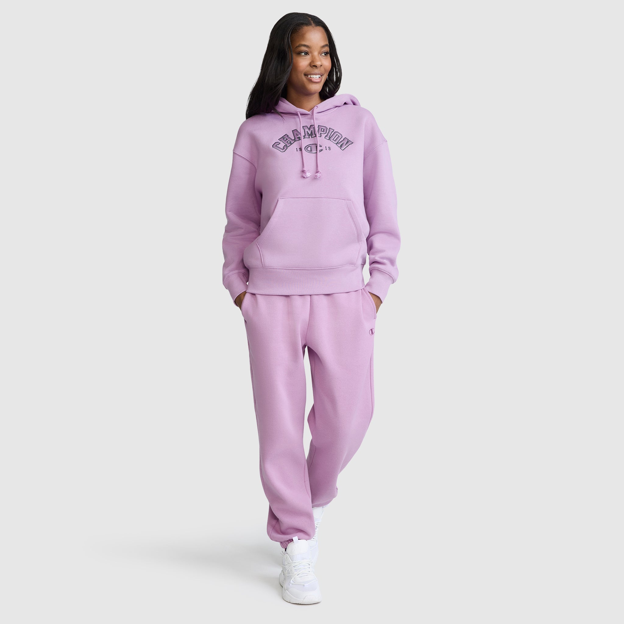 Champion Satin Applique sweat capuche violet femme