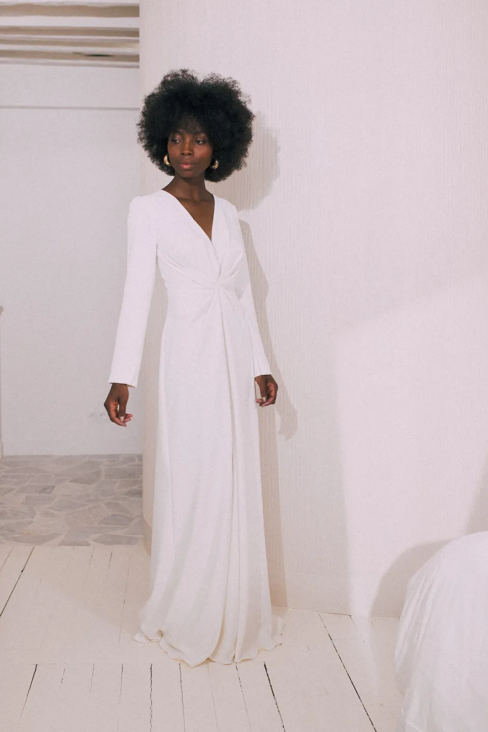 Maison Floret Sur-mesure Dean robe de mariée crêpe drapé