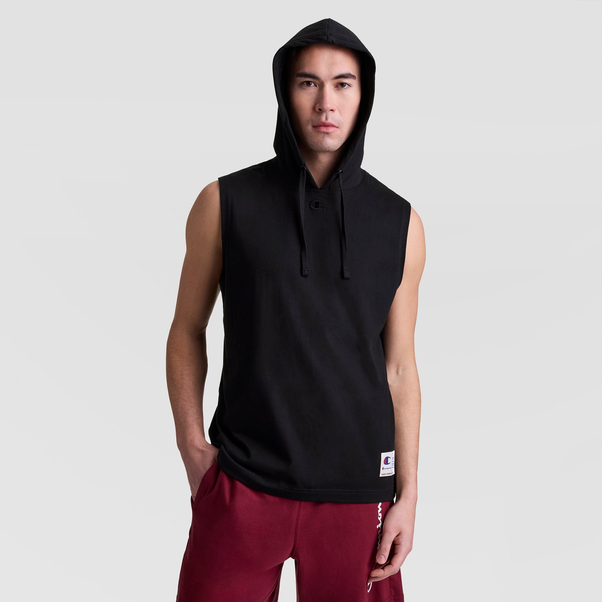Champion hoodie sans manches homme noir coton logo C