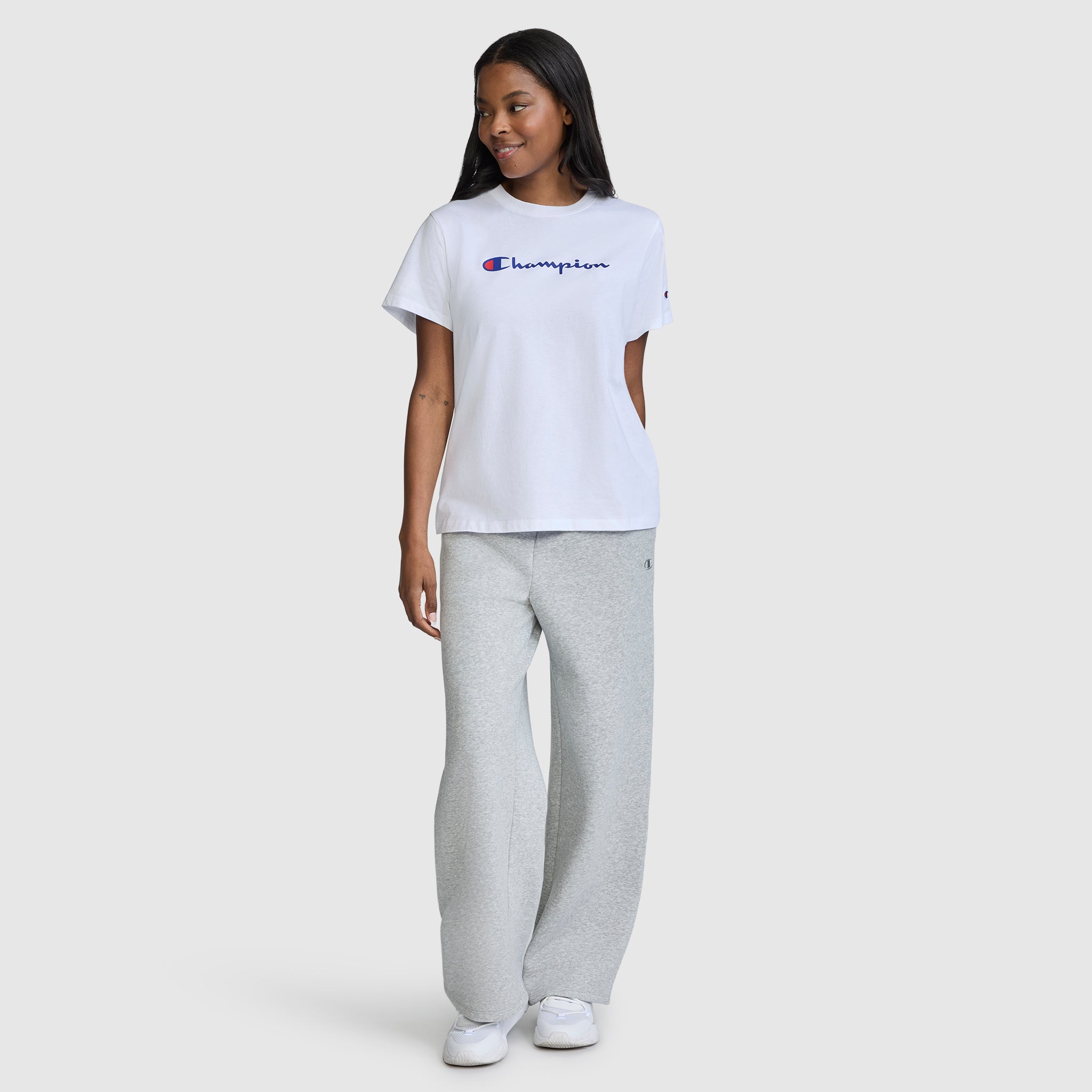 Champion Classic T-Shirt Script Logo t-shirt femme Blanc coton