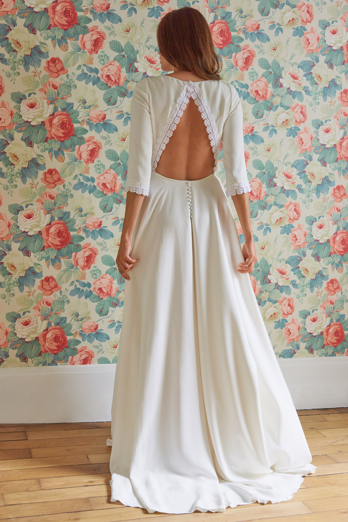 Maison Floret Sur-mesure Howard robe crêpe broderie