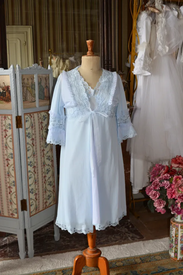 Solène Gisèle Les Déshabillés Ensemble Vintage Courte bleu