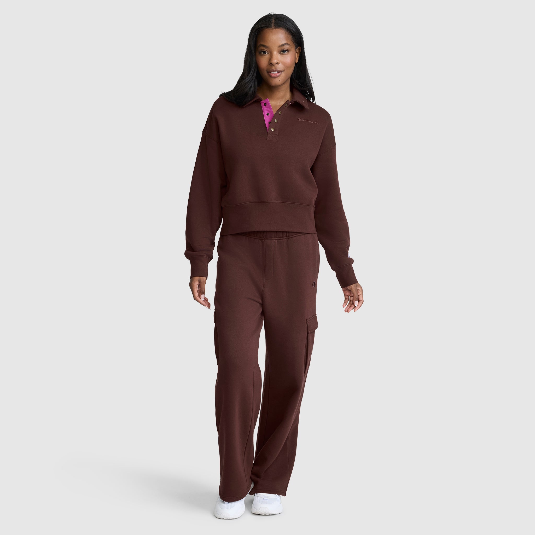 Champion Fleece Training Polo polo femme marron Bitter Chocolate
