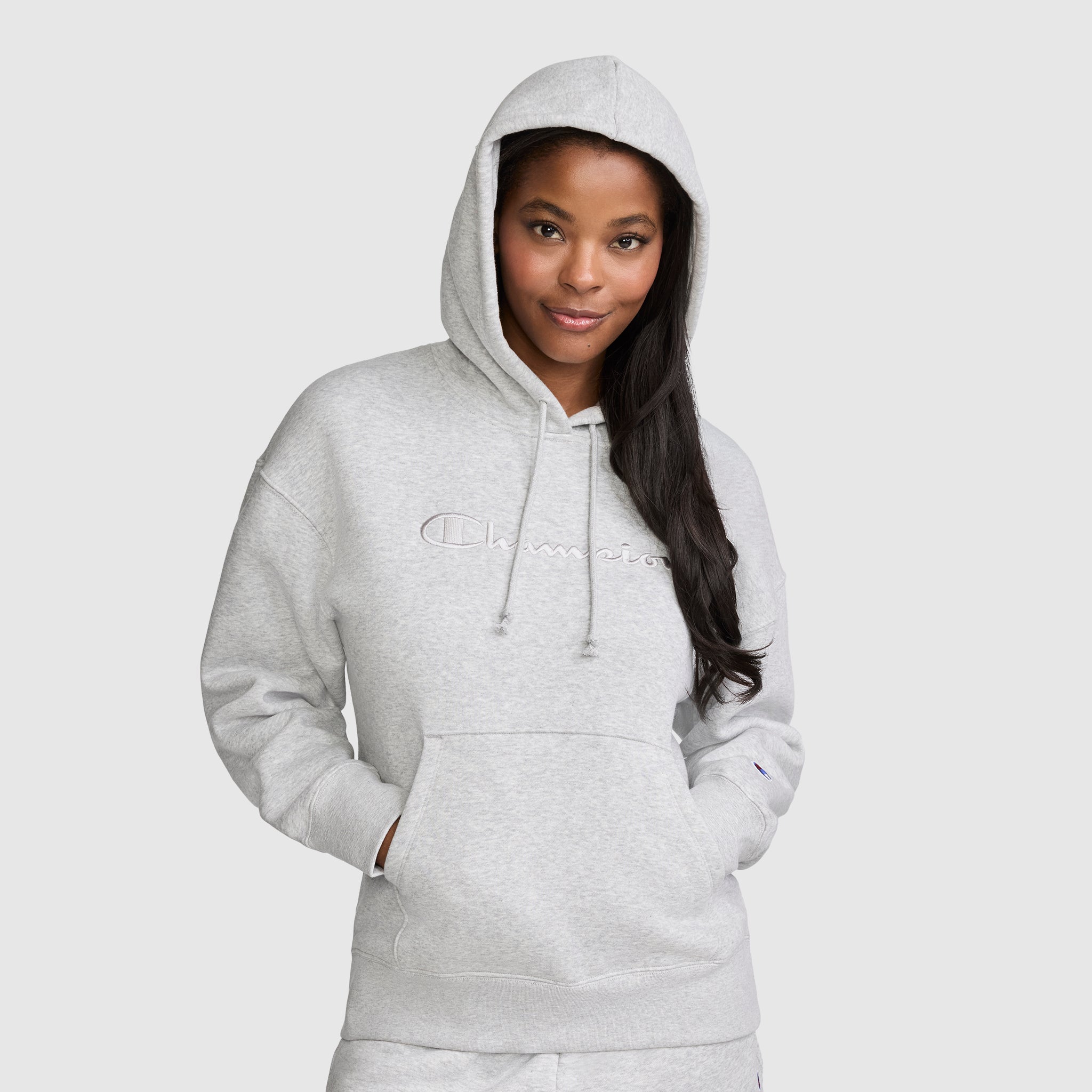 Champion Powerblend Tonal Script Freshman hoodie gris