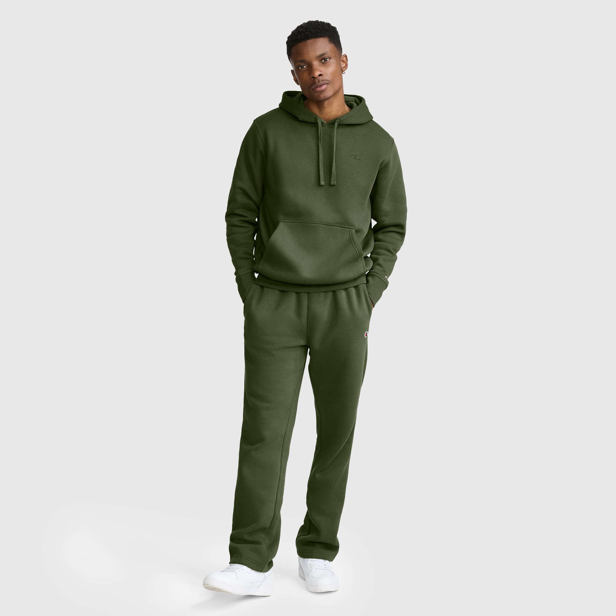 Champion Powerblend C Logo sweat à capuche vert coupe classique