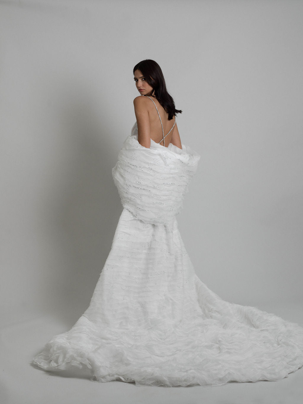 Rime Arodaky Bridal Nebula cape soie strass 3 m