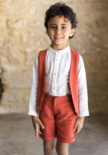 Le Jour de Notre Oui Arsène Terracotta short enfant garçon