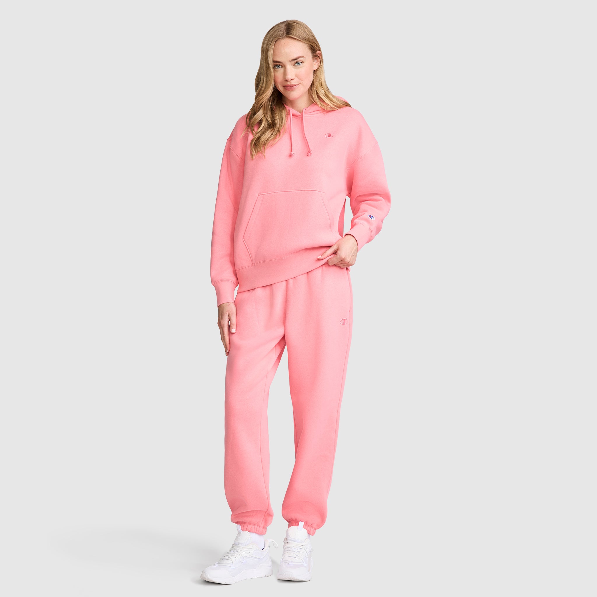 Champion Powerblend Oversized Sweatpants C Logo jogging femme Rose Fraise