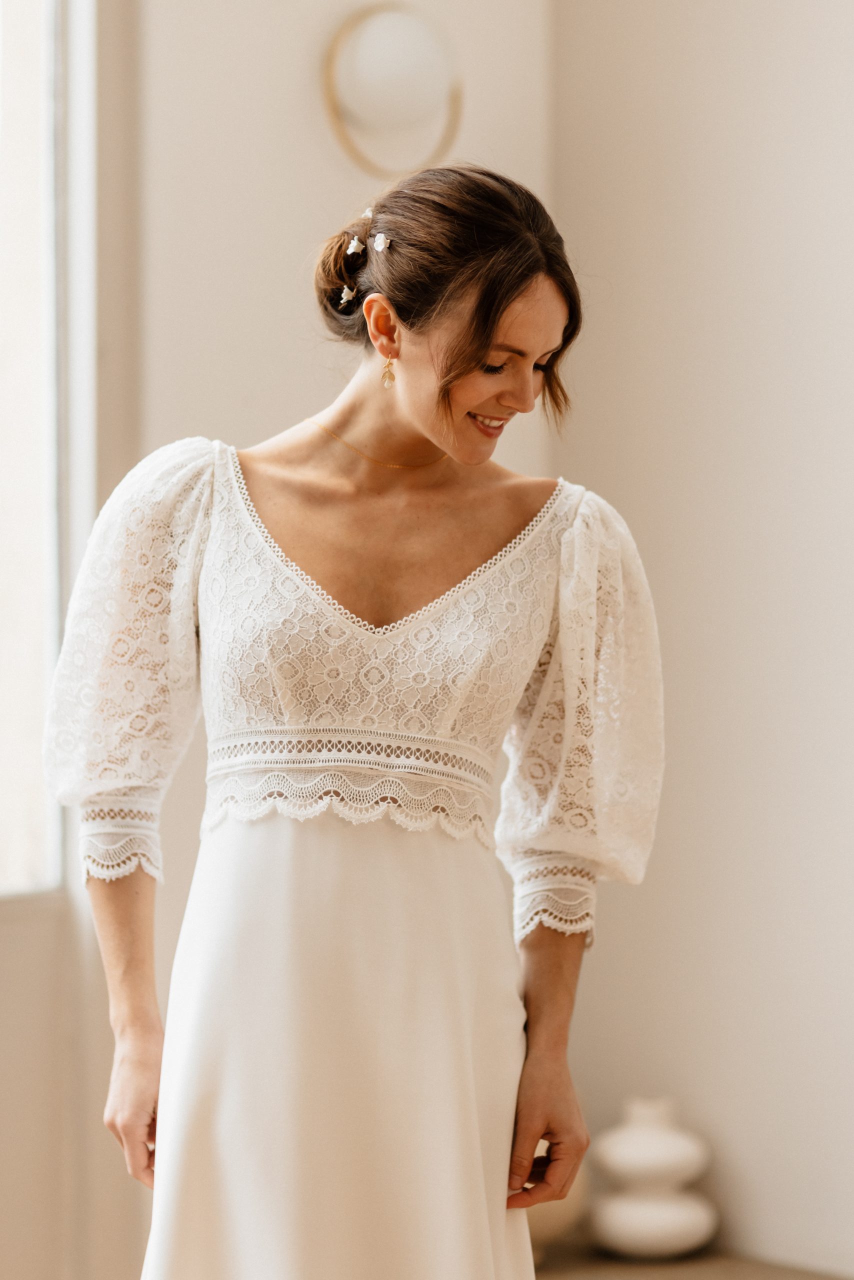 Le Jour de Notre Oui Astre de Minuit robe de mariée blanche