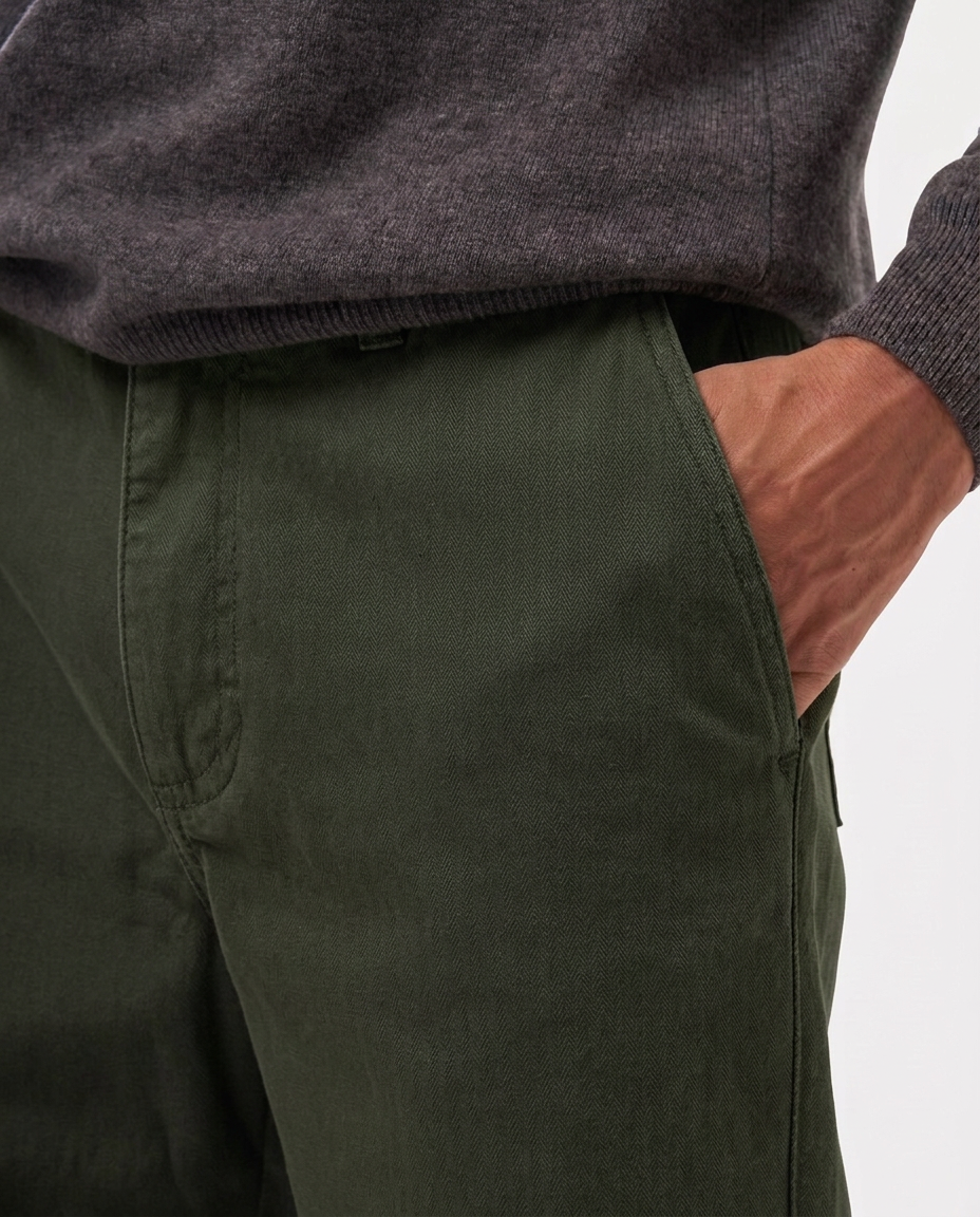 LAFAURIE GABIN Canevas Vert Sapin pantalon coton