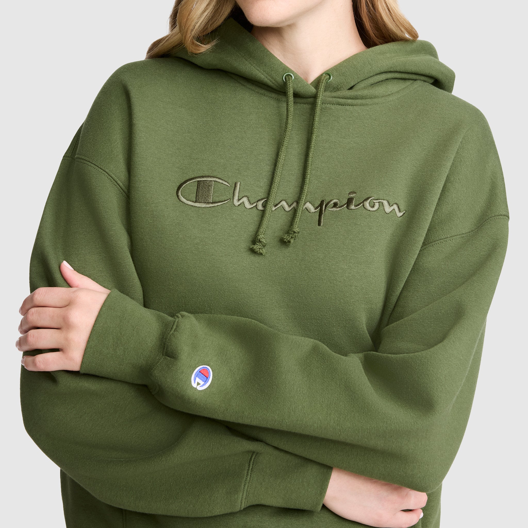 Champion Powerblend Tonal Script Freshman hoodie vert Chive