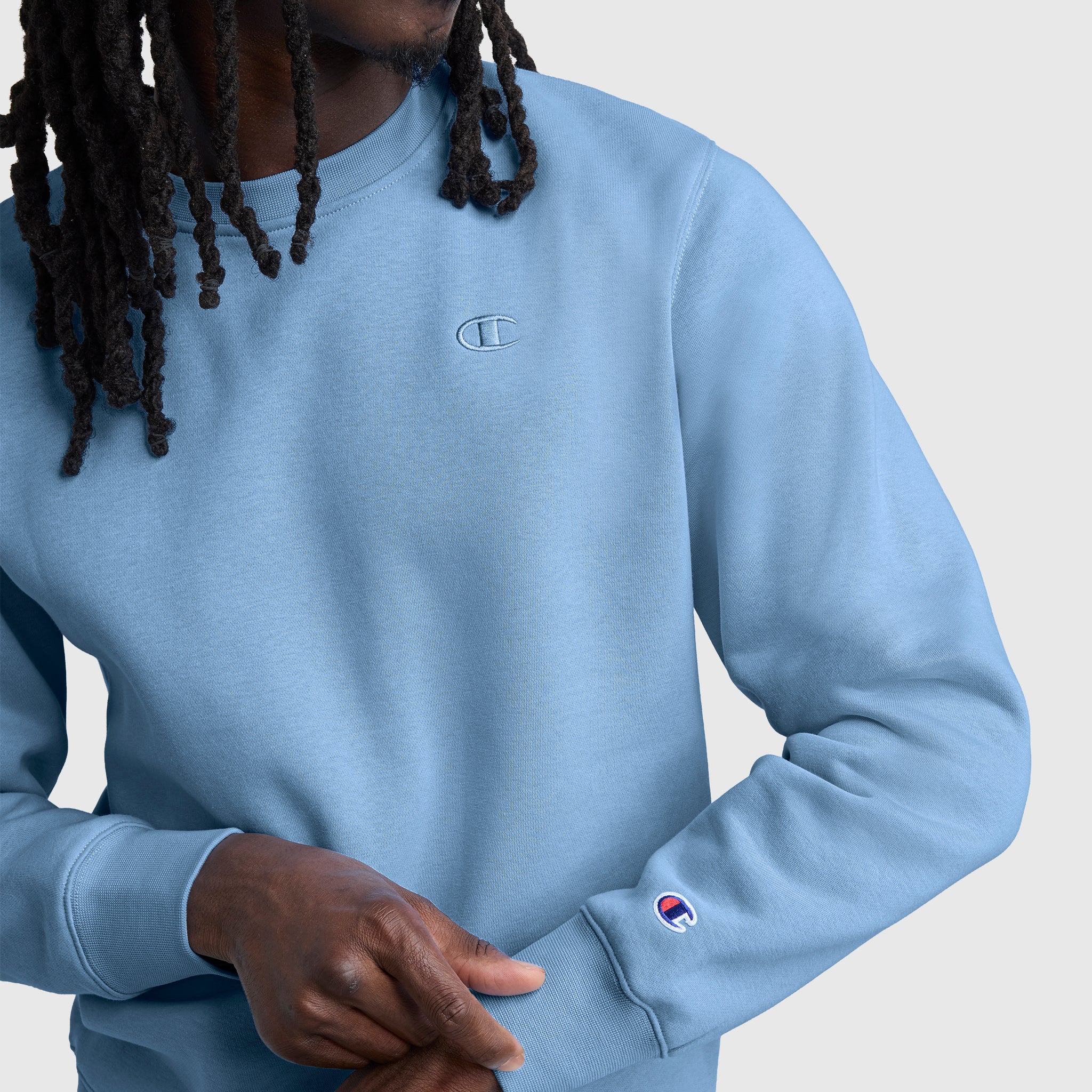 Champion Powerblend Crewneck Sweat Homme Bleu Riviera Chaud