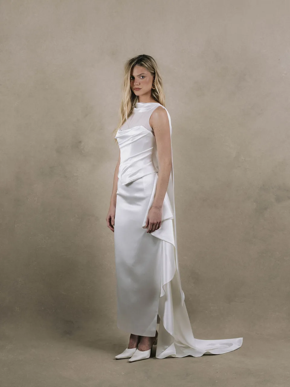 Rime Arodaky Evening Navy jupe longue satin marine