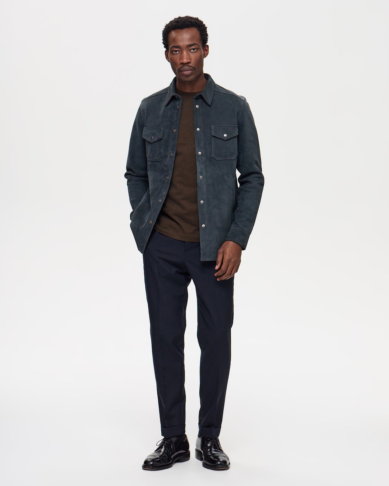 Lafaurie Hilario Bleu Orage veste cuir agneau homme