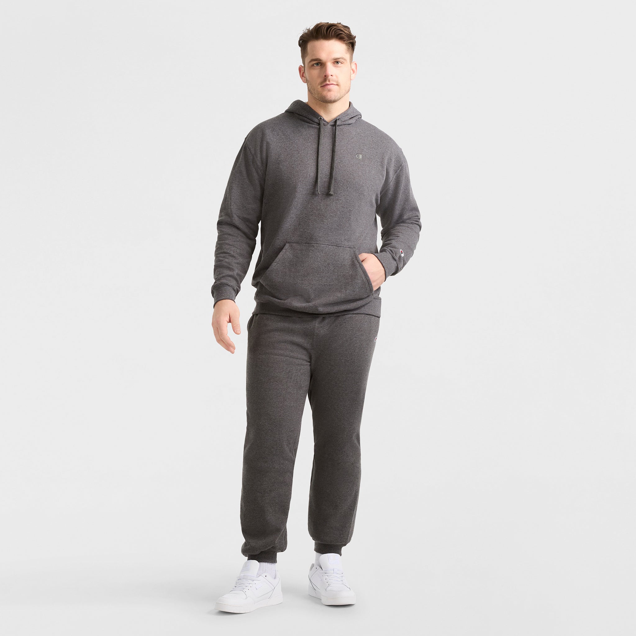 Champion Powerblend Hoodie sweat capuche homme Gris grande taille