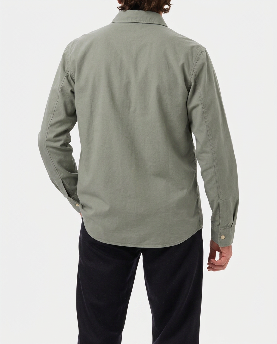 LAFAURIE HUGUES chemise droite vert sauge oxford coton