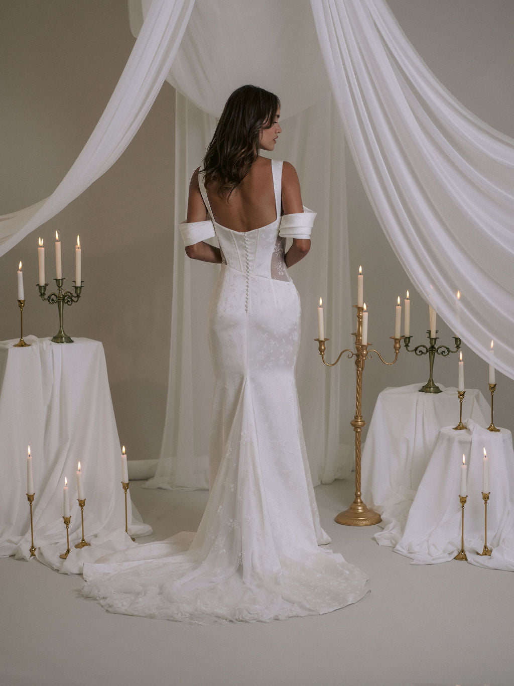 Rime Arodaky Bridal Del Rey robe de mariée satin jacquard