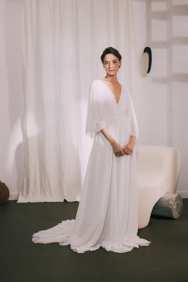Maison Floret Sur-mesure Drew robe de mariée manches amovibles