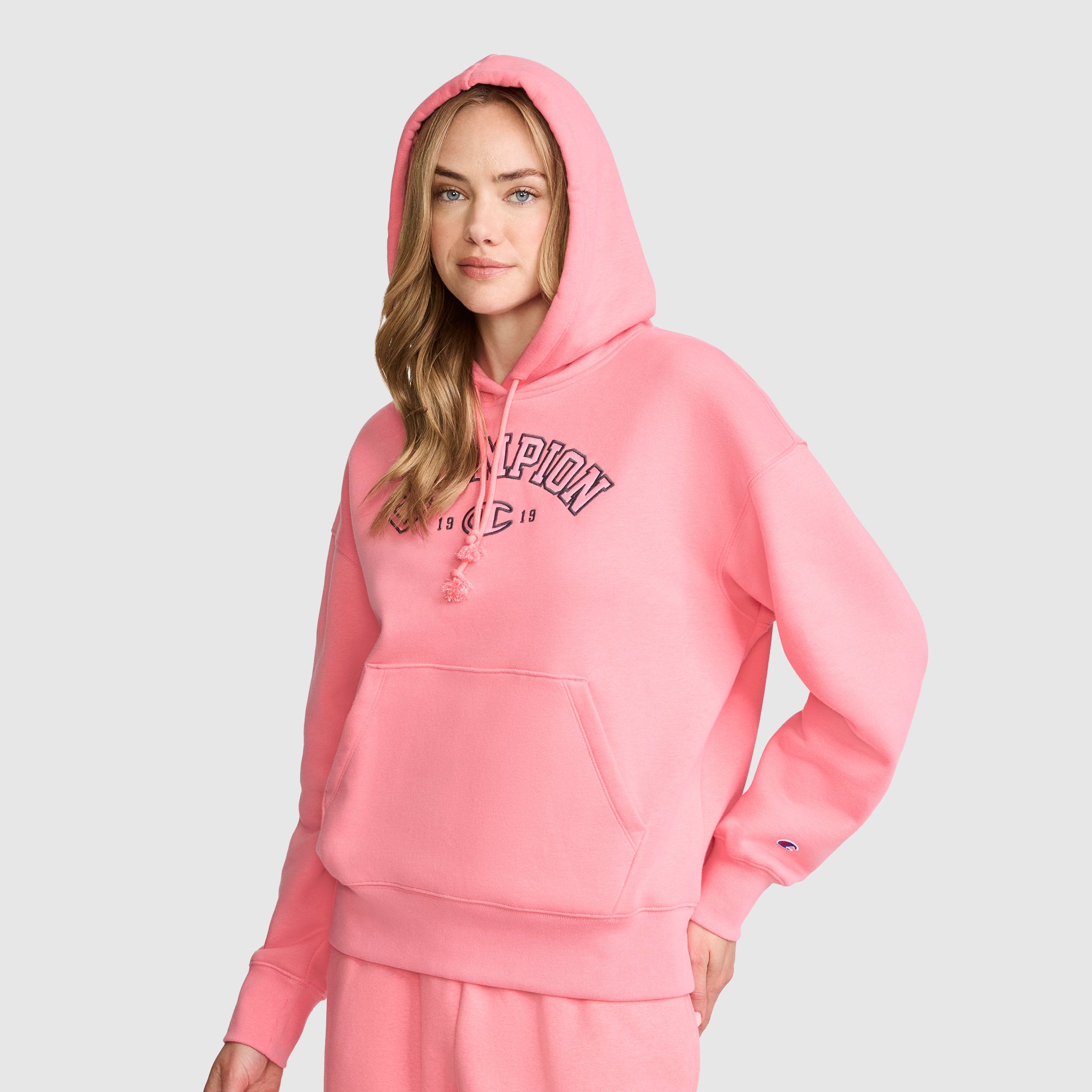 Champion Fleece sweat à capuche rose Strawberry Pink satin