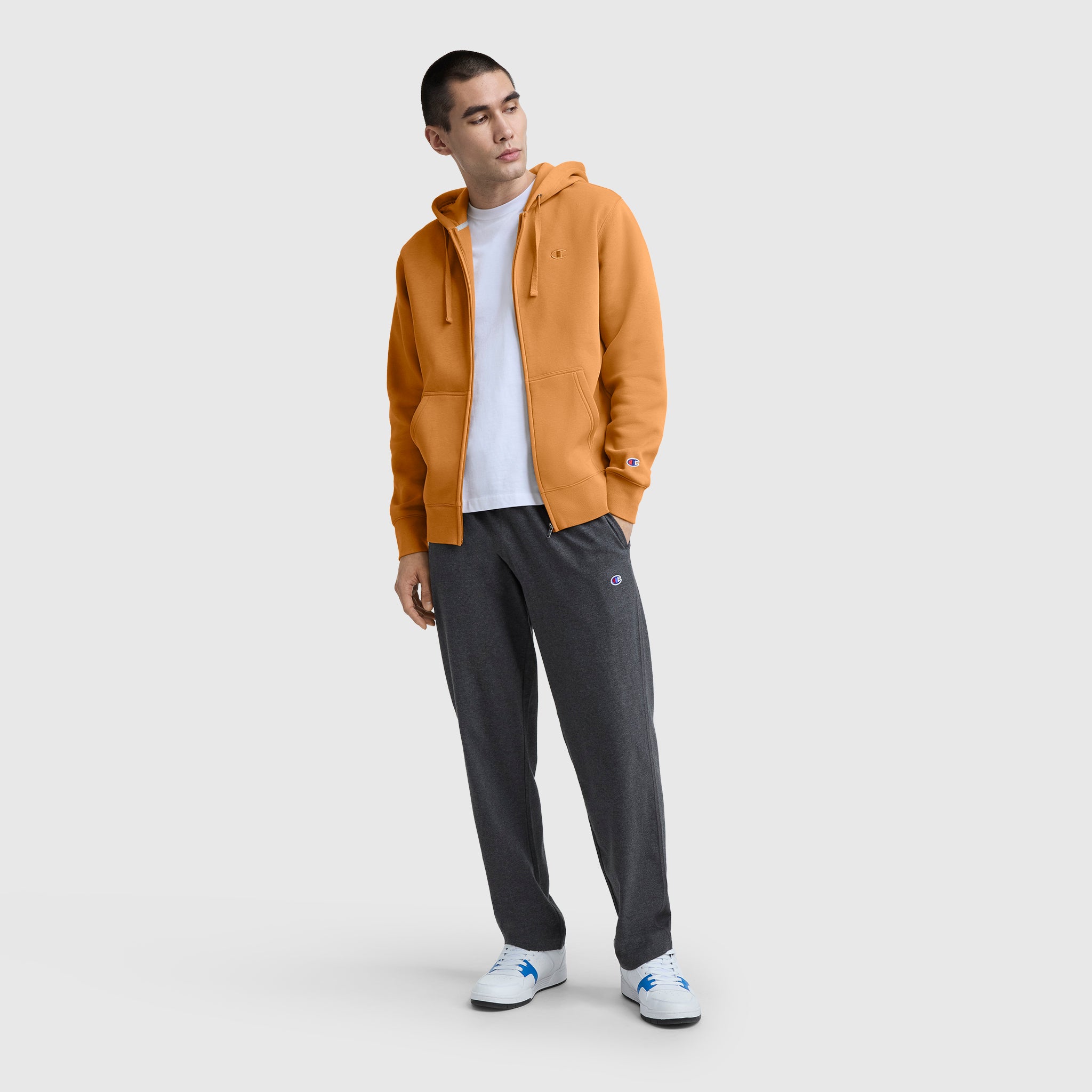 Champion Powerblend Full-Zip Hoodie sweat Ginger gratté