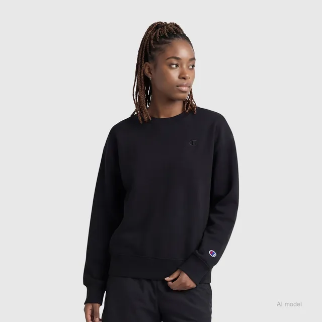 Champion Powerblend Sweatshirt Femme Noir Petit C Coton