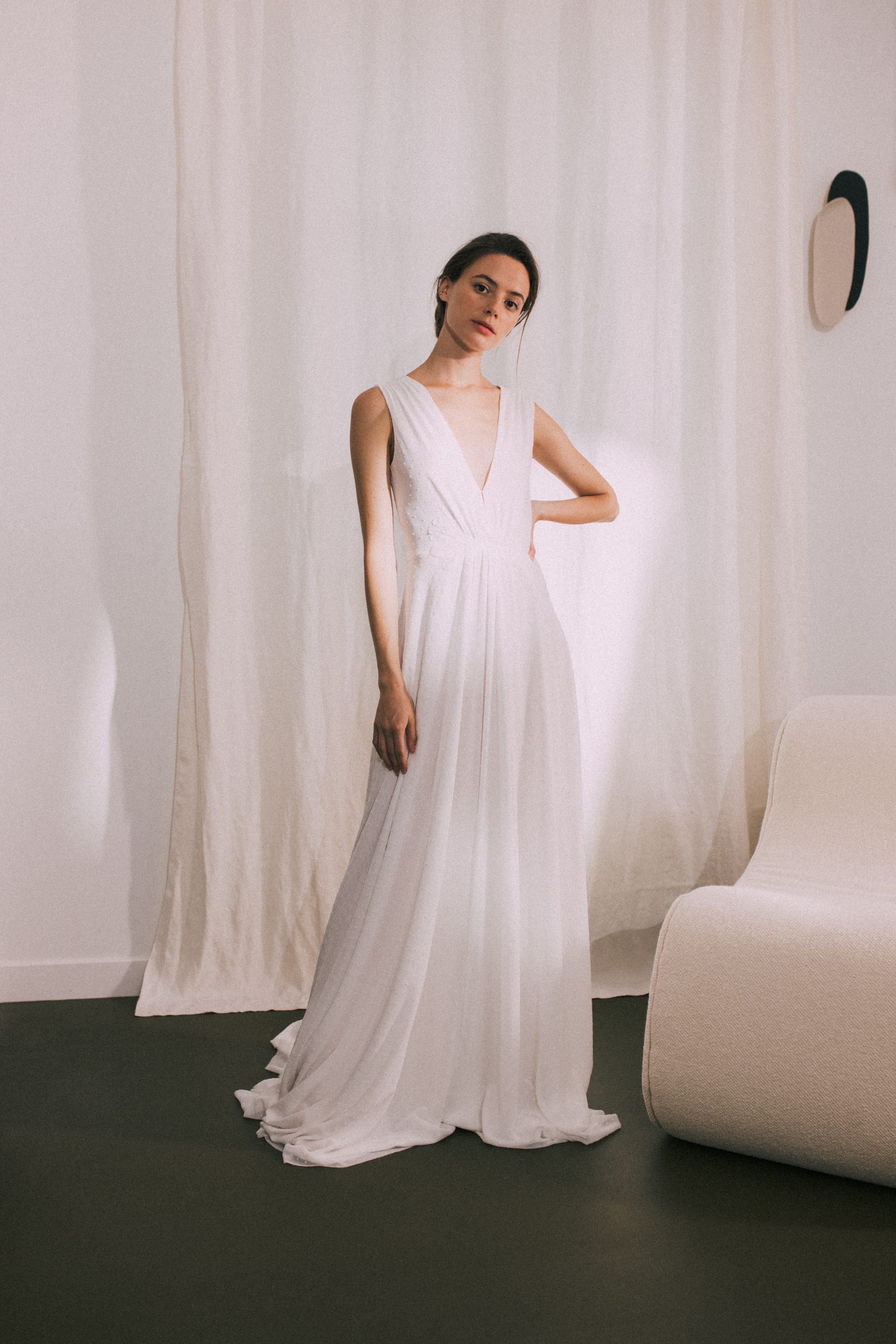 Maison Floret Sur-mesure Drew robe plumetis dentelle