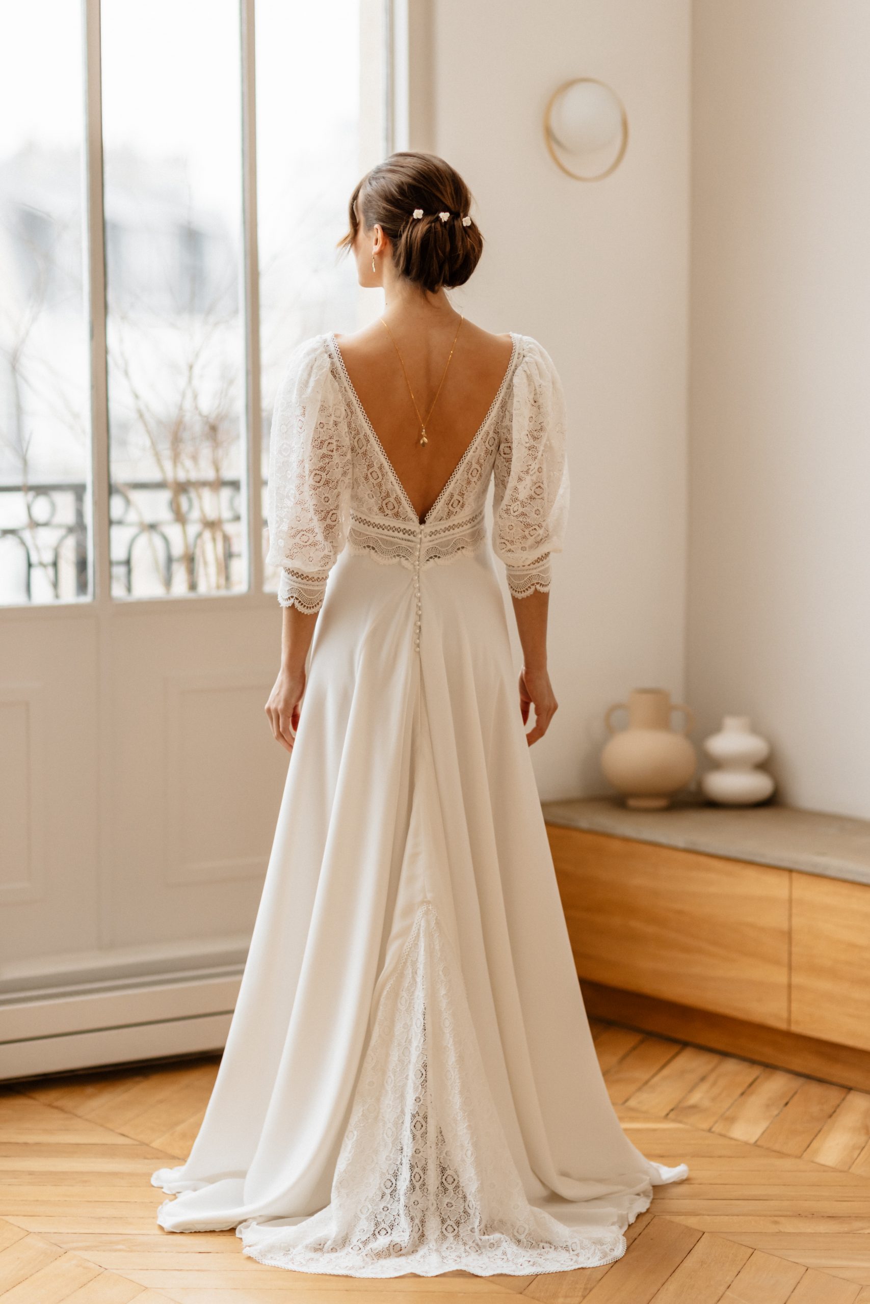 Le Jour de Notre Oui Astre de Minuit robe de mariée blanche