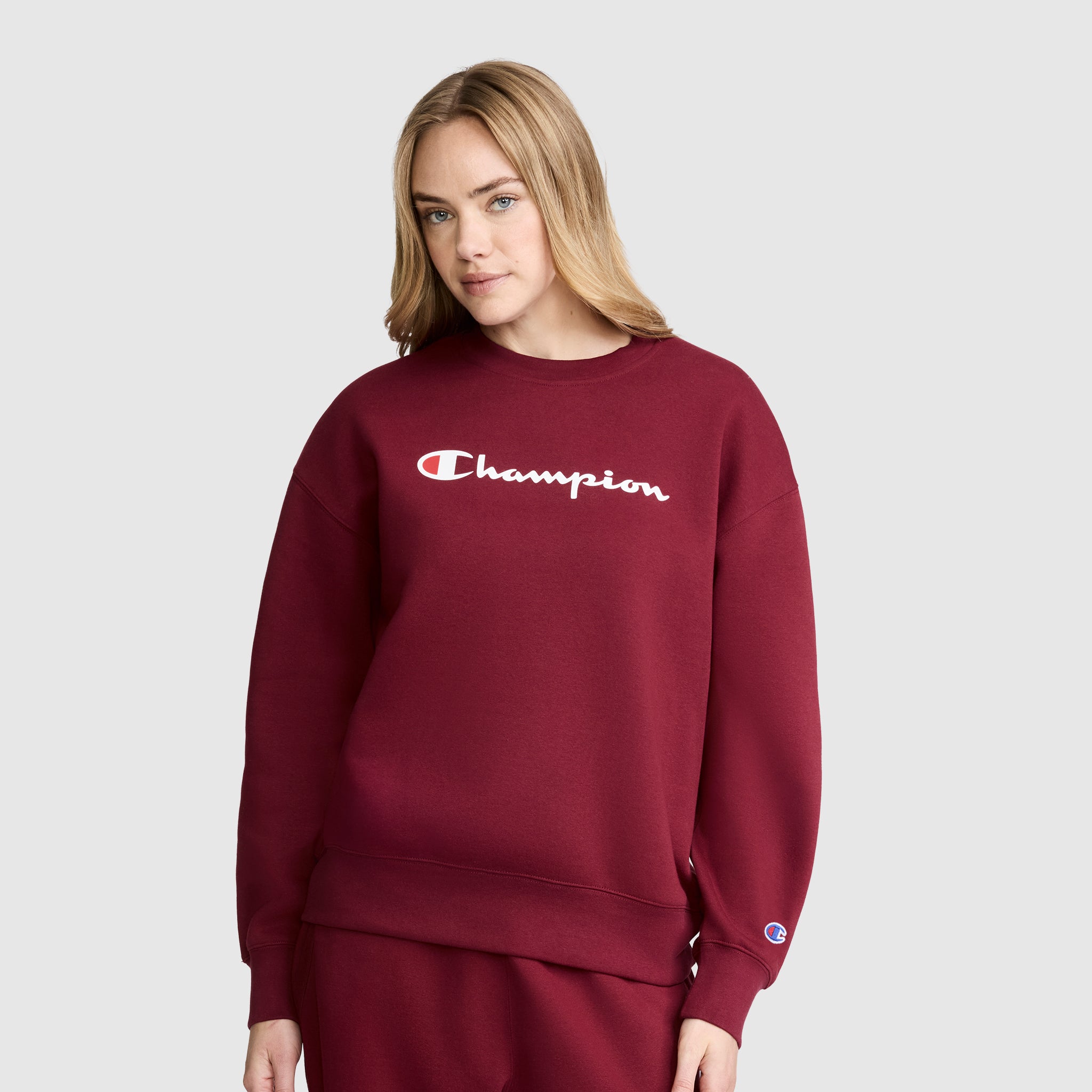 Champion Powerblend Script Logo Sweat Cabernet coupe ample