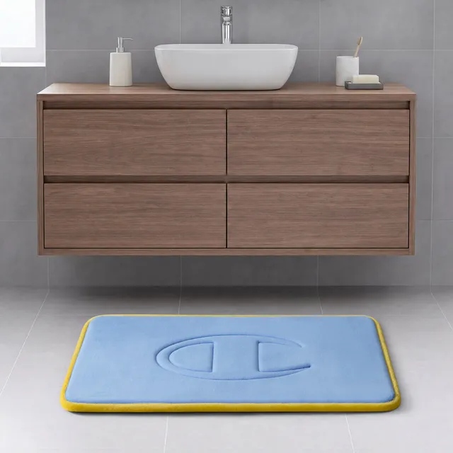 Champion Quilted Logo tapis bain bleu clair memory foam matelassé