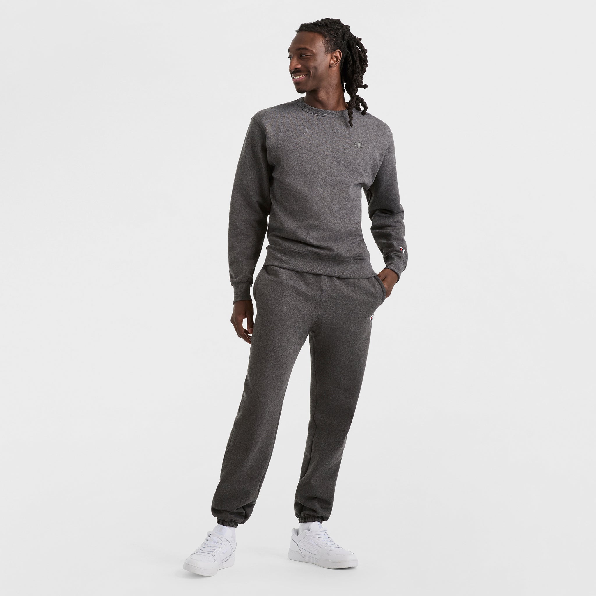 Champion Powerblend Crewneck Sweat Homme Gris Granite Chaud