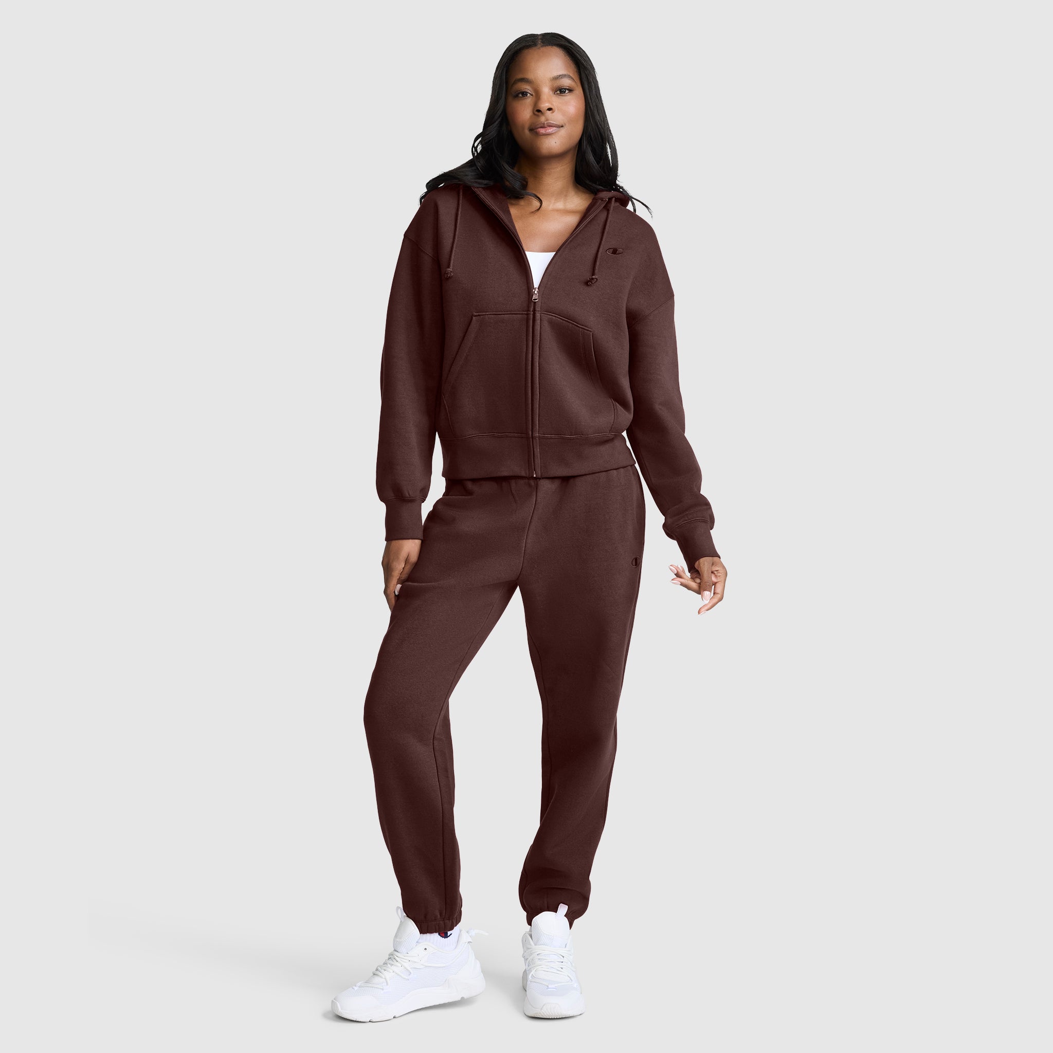 Champion Powerblend Oversized Sweatpants C Logo jogging femme Marron