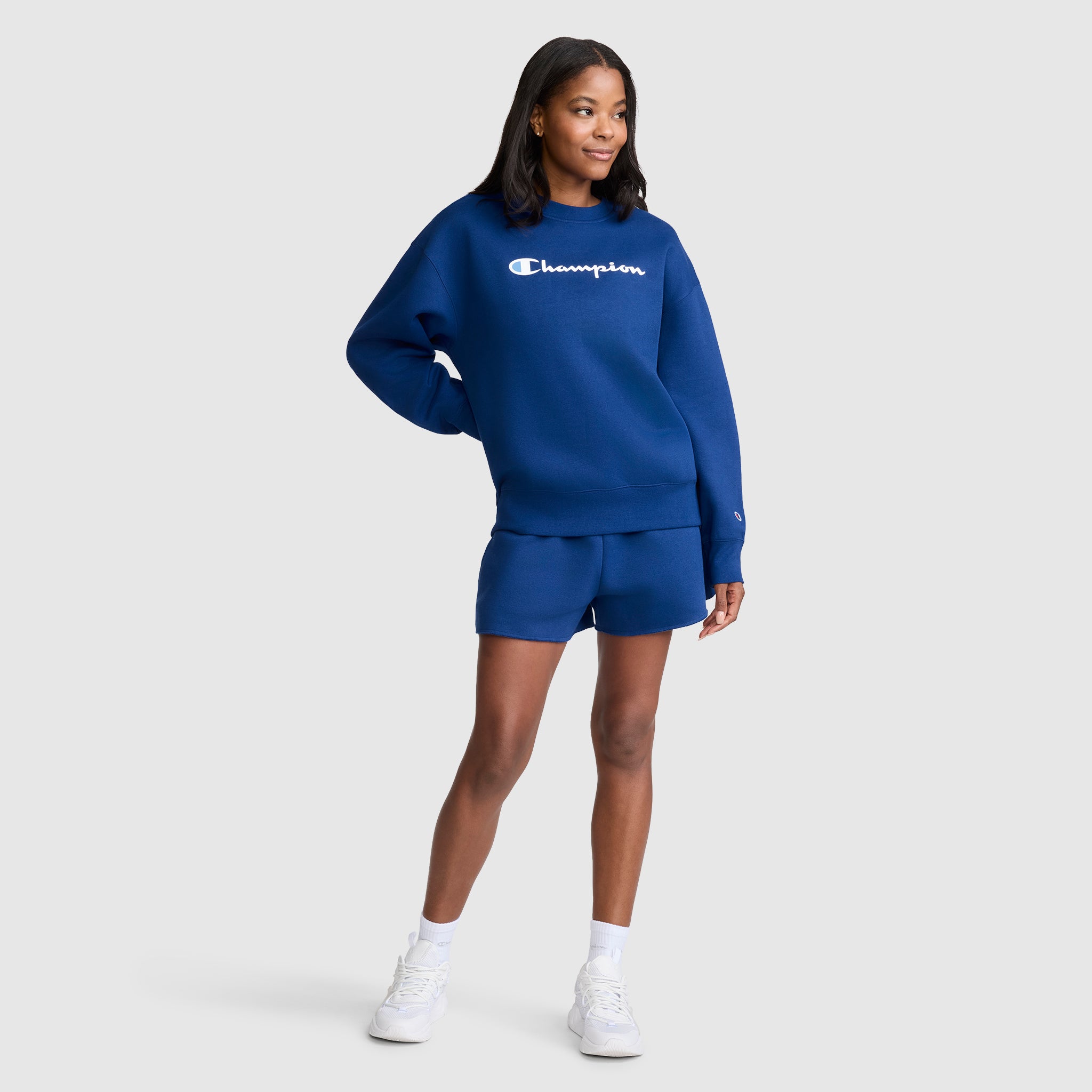 Champion Powerblend Crewneck Script Logo sweat Blue Depths
