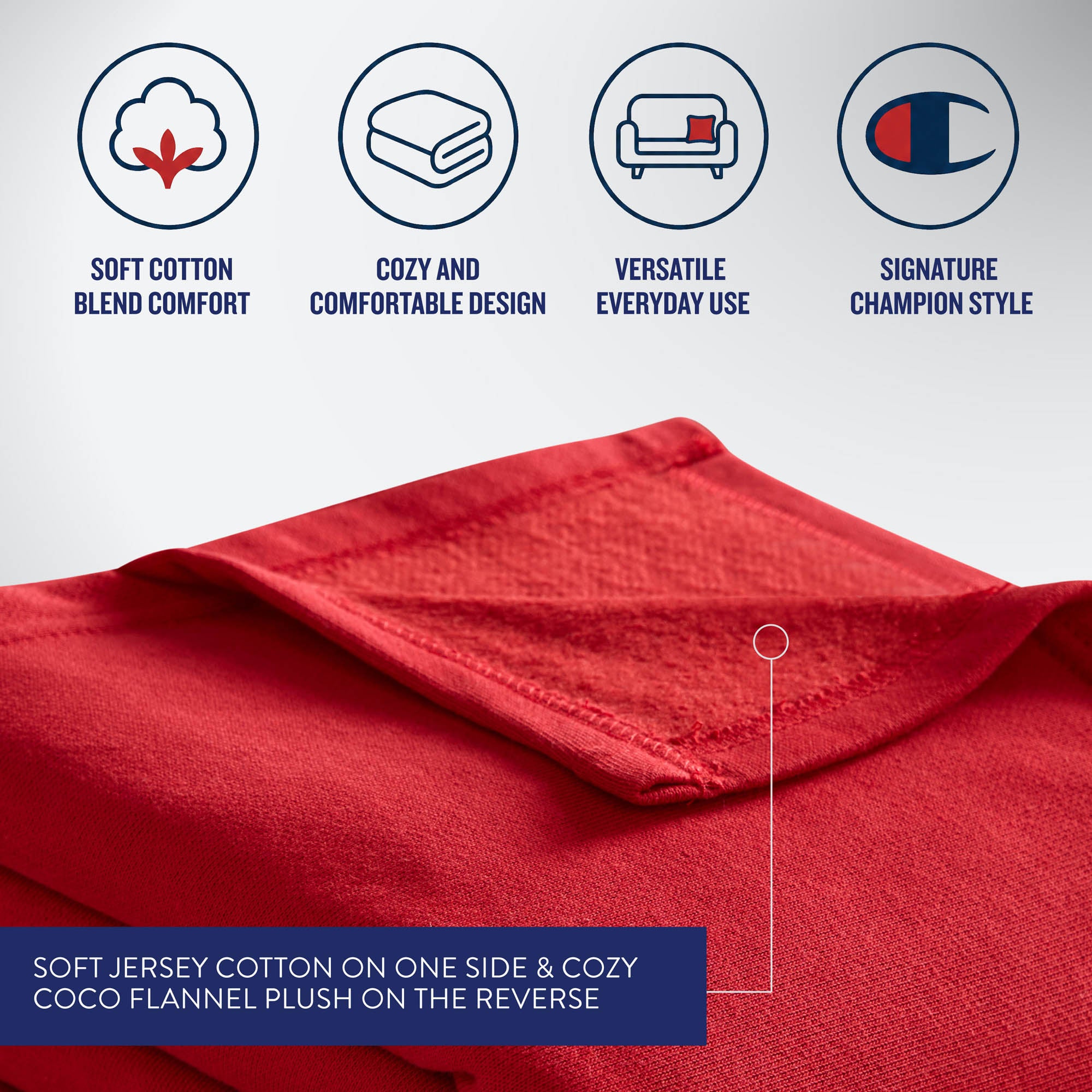 Champion Jersey Fleece plaid rouge 50x70 jersey polaire