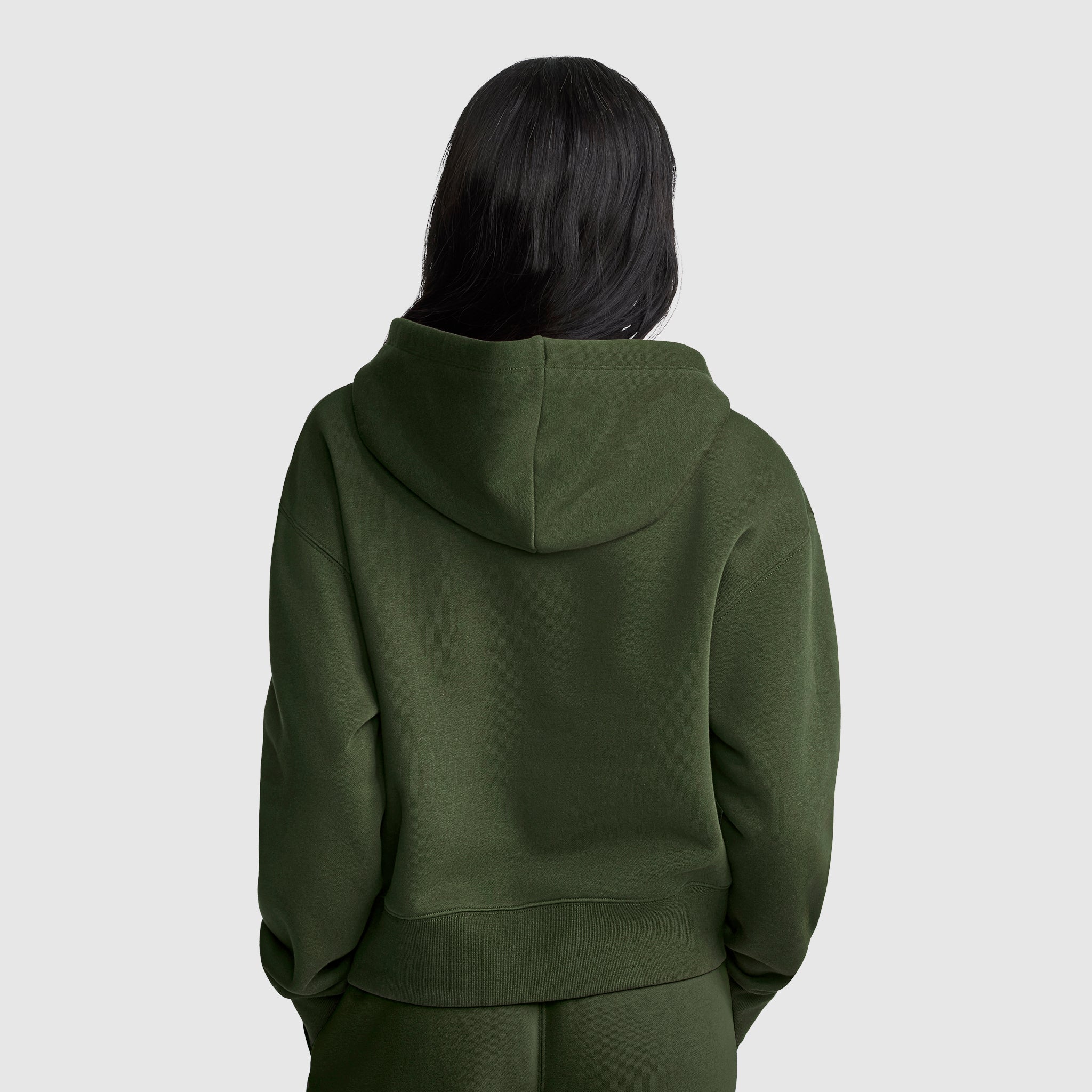 Champion Cropped Zip-Up Hoodie sweat zippé vert Chive femme