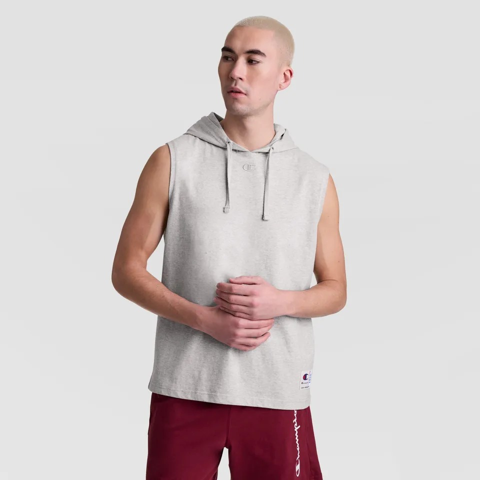 Champion Sleeveless Hoodie sweat gris sans manches coton S-2XL