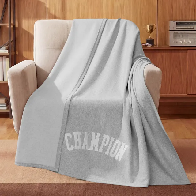 Champion Room Decor Plaid Jersey Polaire Gris 50x70 Pouces